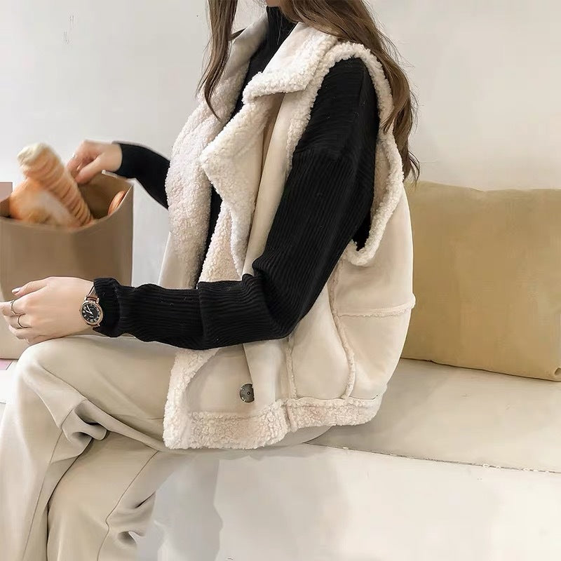 Fashion Casual Women Suede Vest Cardigan