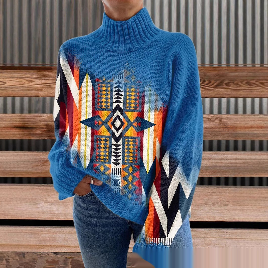 New High Neck Long Sleeve Sweaters Women&