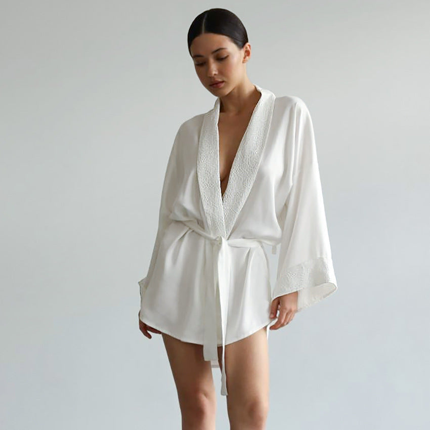 White Textured Nightgown Women&