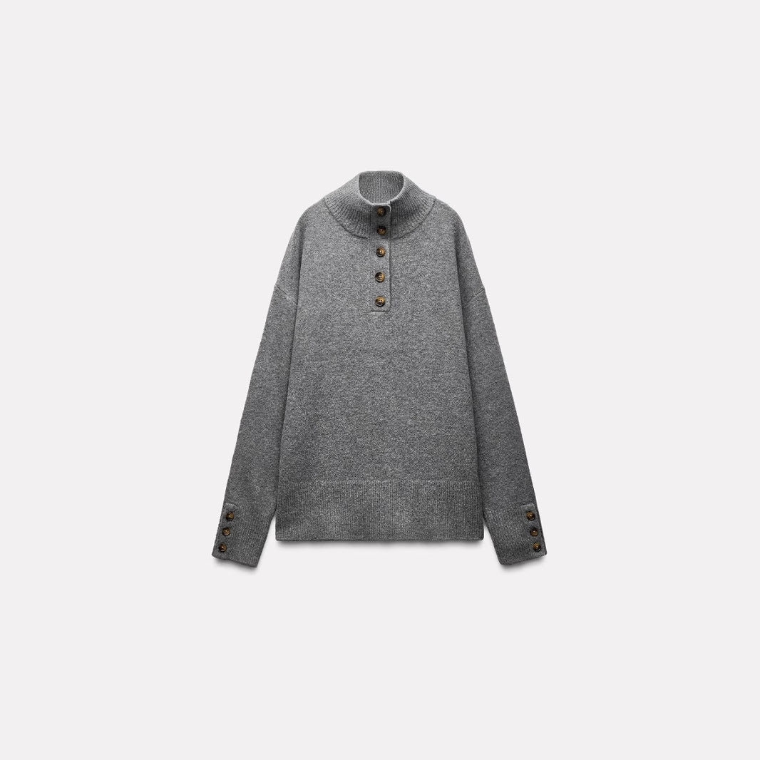 Mock-neck Stripes Sweater Sweater For Women