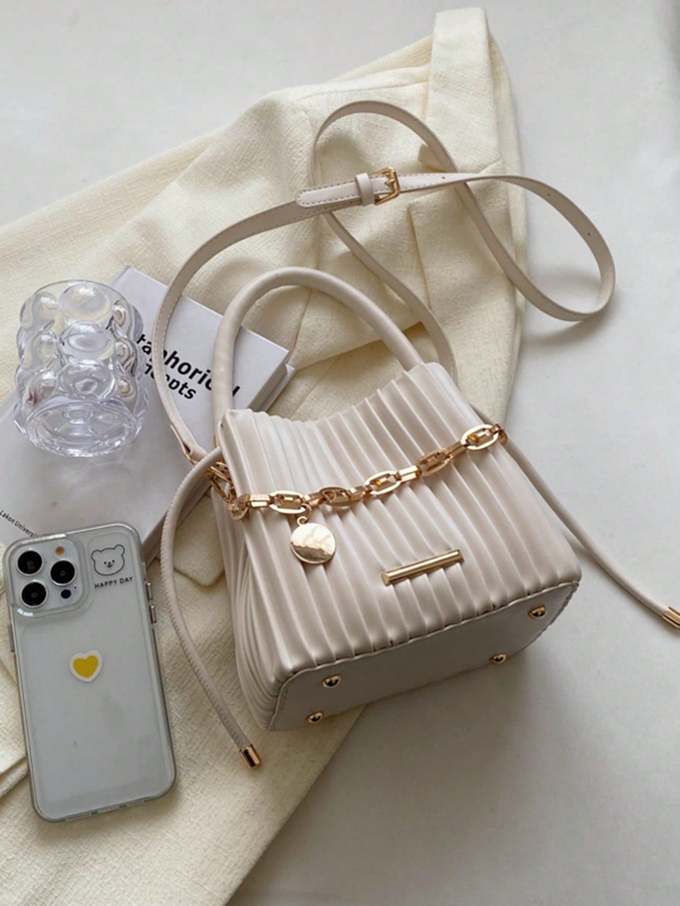 Handbag Pleated Bag Women Fashion Chain Niche Bucket Bag Personality Shoulder Messenger Bag