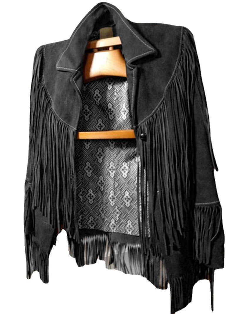 Suede Tassel Long-sleeved Ethnic Jacket