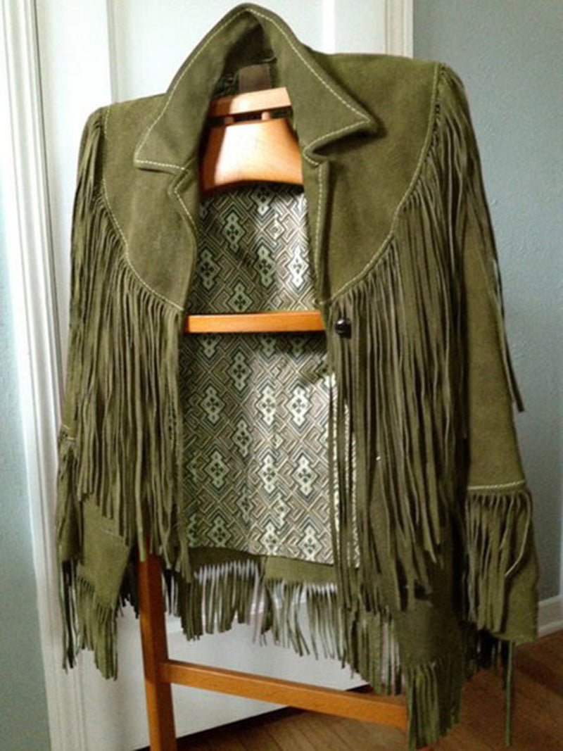 Suede Tassel Long-sleeved Ethnic Jacket