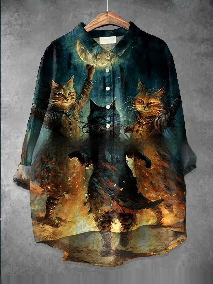 Round Neck Shirt Vintage Printed Shirt