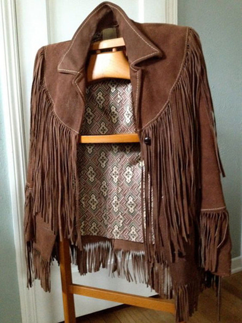 Suede Tassel Long-sleeved Ethnic Jacket
