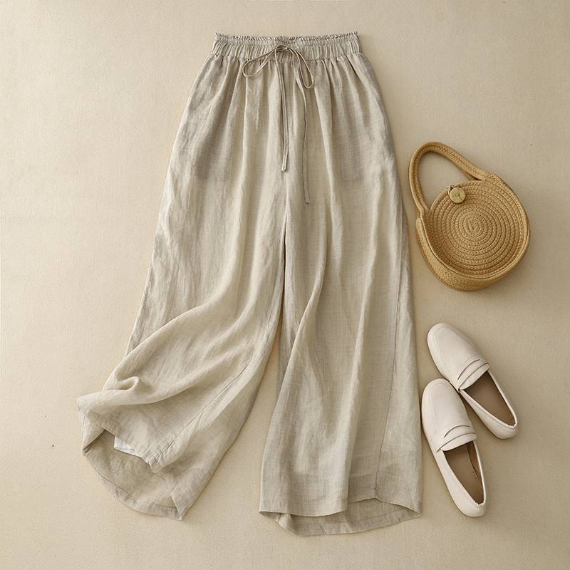 Cotton And Linen Art Retro Double-layer Wide-leg Pants