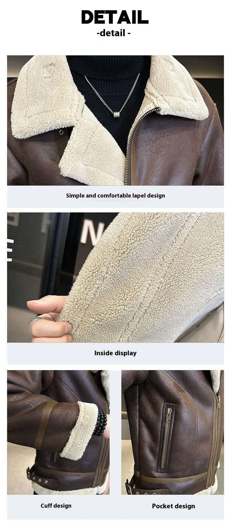 Fur Integrated Motorcycle Jacket Men&