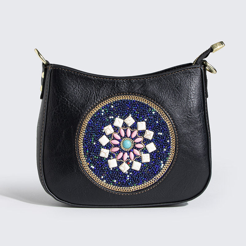 Bead Turquoise Ethnic Style Tote Bucket Shoulder Crossbody Bag