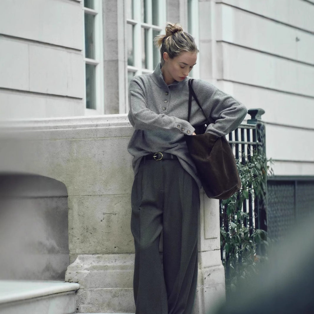 Mock-neck Stripes Sweater Sweater For Women