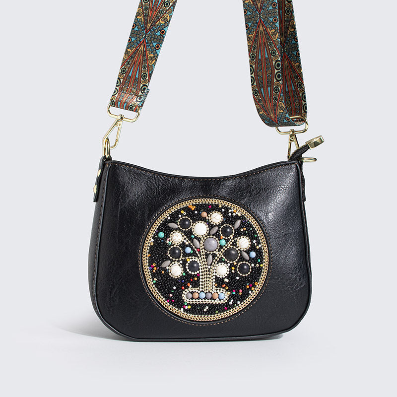 Bead Turquoise Ethnic Style Tote Bucket Shoulder Crossbody Bag