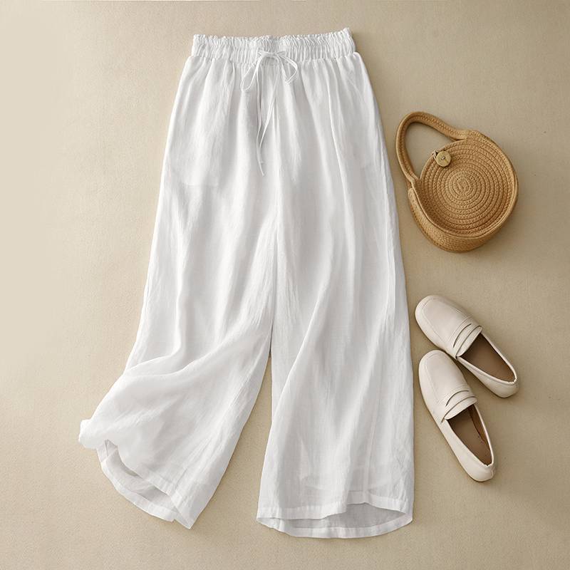 Cotton And Linen Art Retro Double-layer Wide-leg Pants