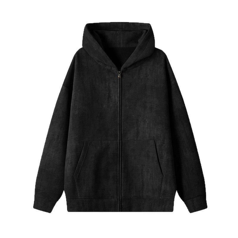 American Retro Tie-dyed Hooded Plus Size Sweater Coat For Men