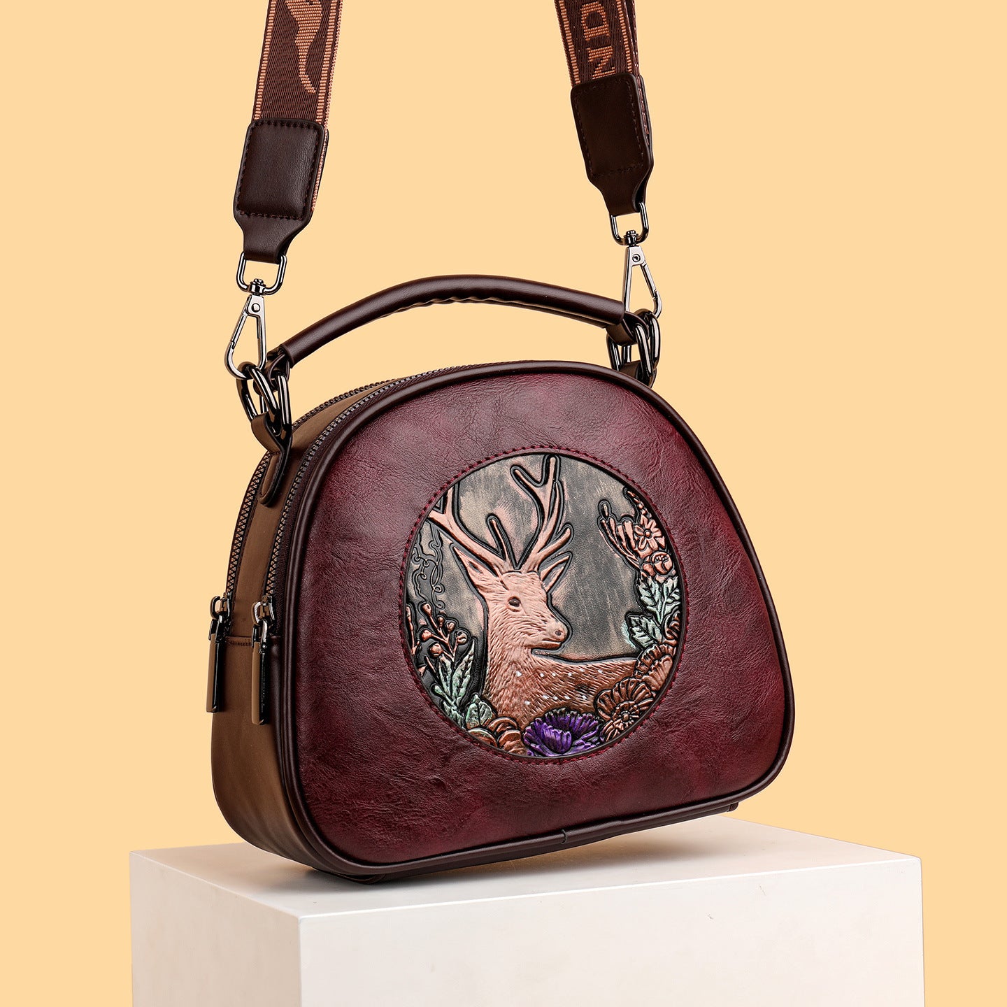 Retro Embossing Large Capacity Women&