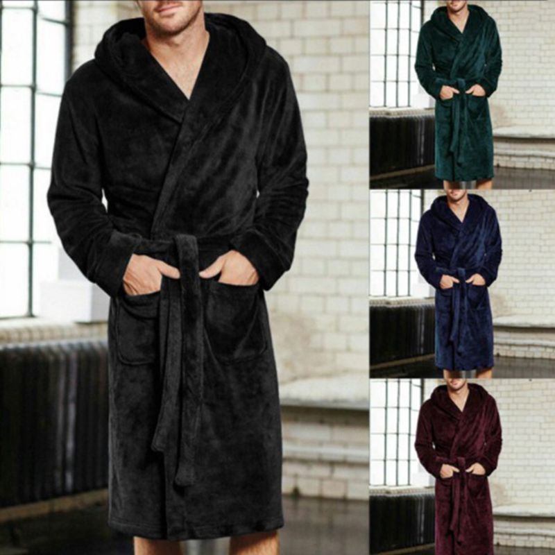 Mens &amp; Ladies Nylon Hooded Bathrobe