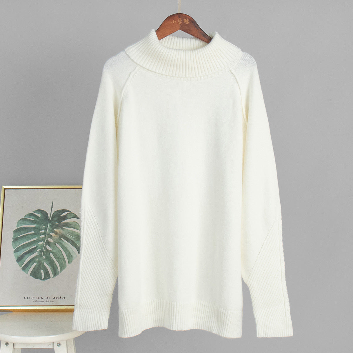 Autumn And Winter White Knitted Sweater Loose Casual Knitted For Women