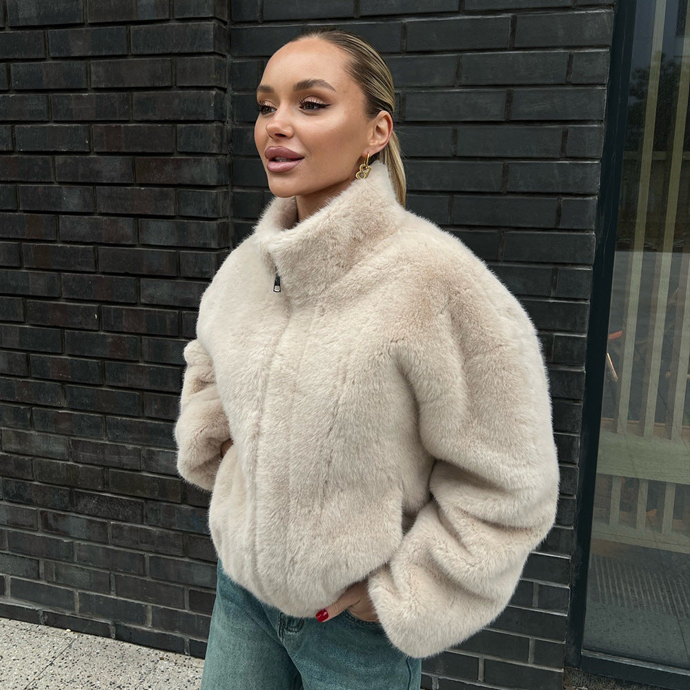 Autumn And Winter Warm Zipper Fur Jacket