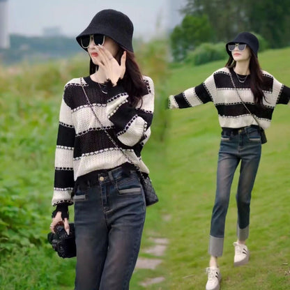 New Korean Style Fashion Casual Hollow-out Spliced Top
