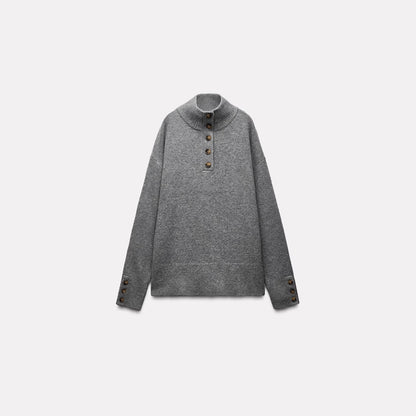 Mock-neck Stripes Sweater Sweater For Women