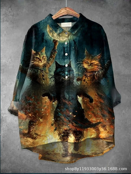 Round Neck Shirt Vintage Printed Shirt