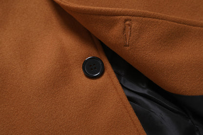 A Solid-color, Form-fitting Woolen Coat For Middle-aged And Young Men In Autumn