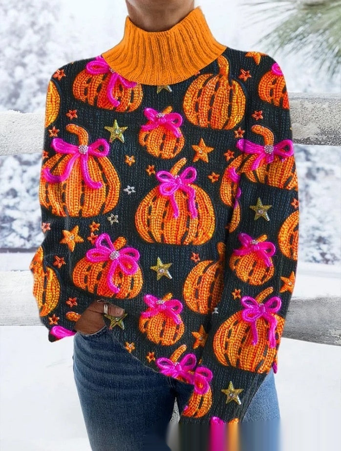 New High Neck Long Sleeve Sweaters Women&