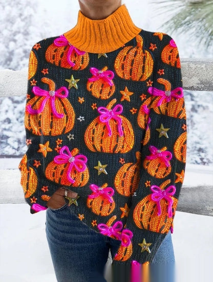 New High Neck Long Sleeve Sweaters Women&