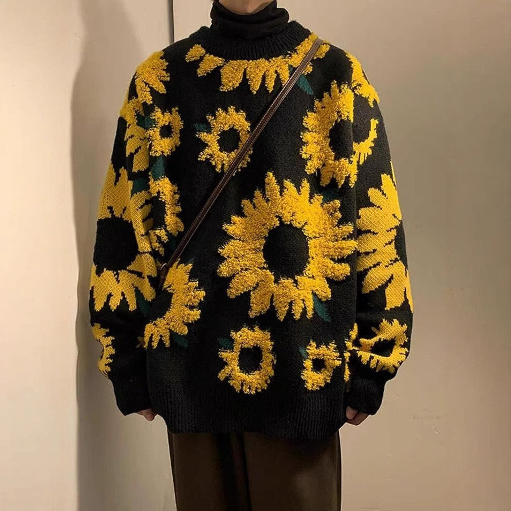 Japanese-style Retro High Street Lazy Sunflower Sweater