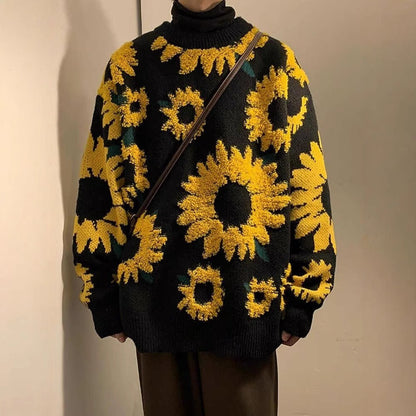 Japanese-style Retro High Street Lazy Sunflower Sweater