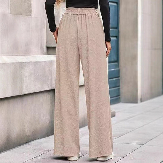 Solid Color Straight-leg Wide-leg Pants Women