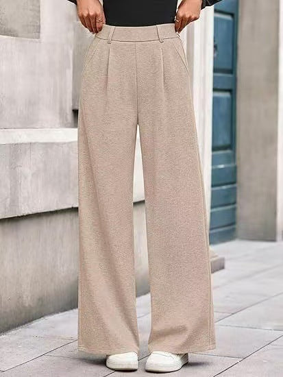 Solid Color Straight-leg Wide-leg Pants Women