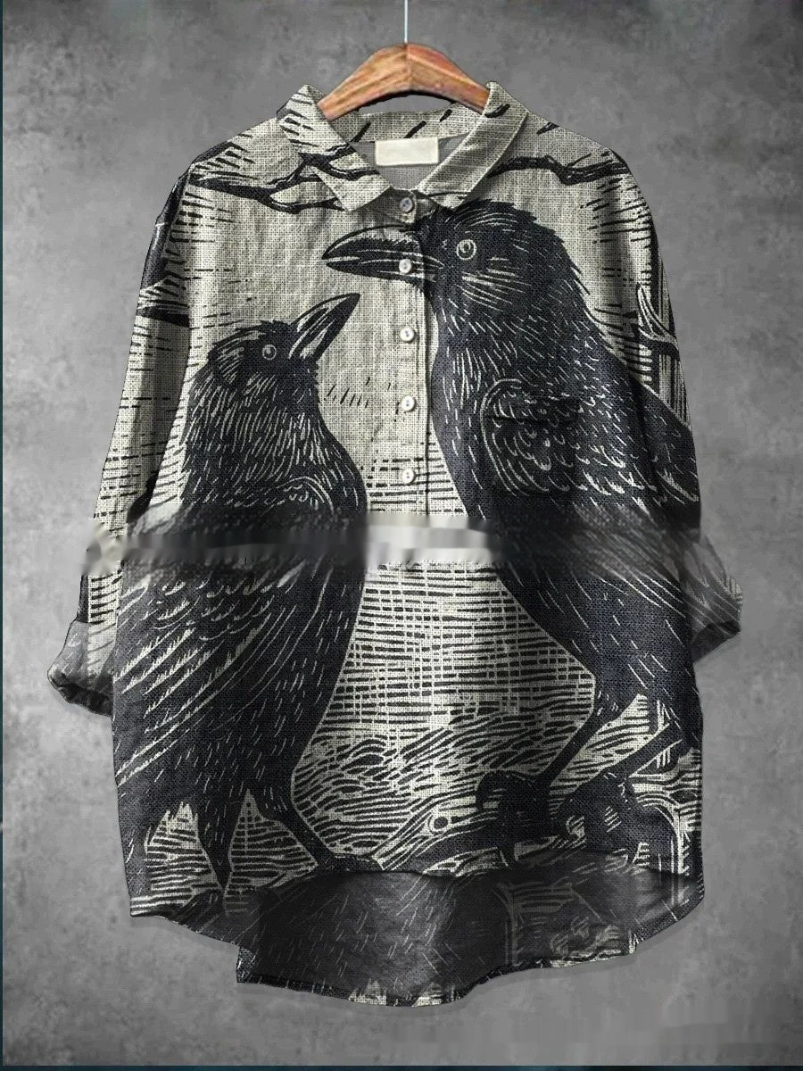 Round Neck Shirt Vintage Printed Shirt