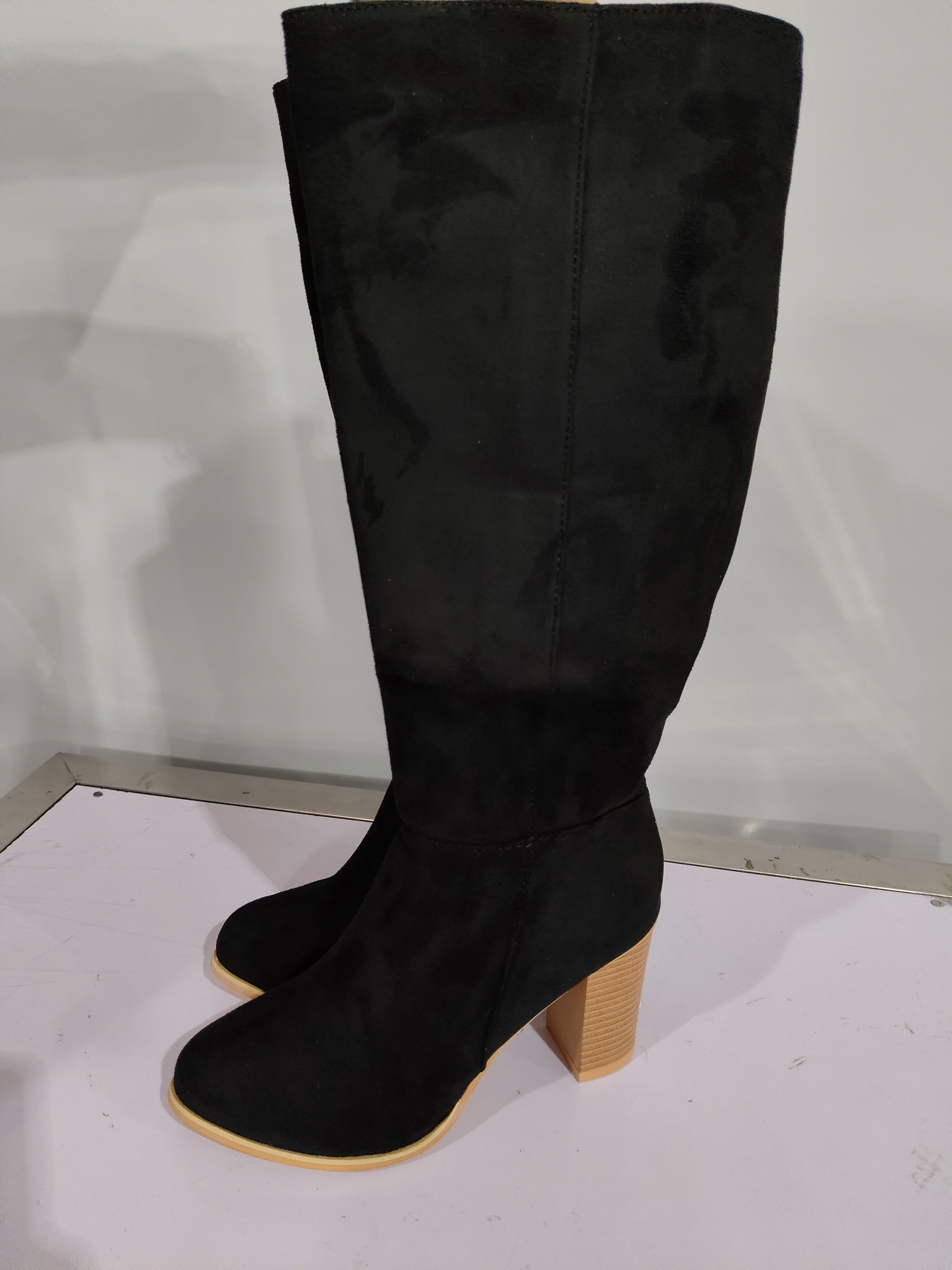 Womens Boots Shoes Heeled Knee High Elegant Solid Color Zipper