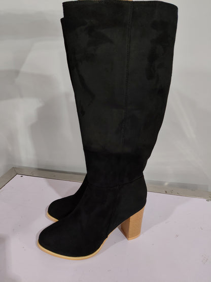 Womens Boots Shoes Heeled Knee High Elegant Solid Color Zipper