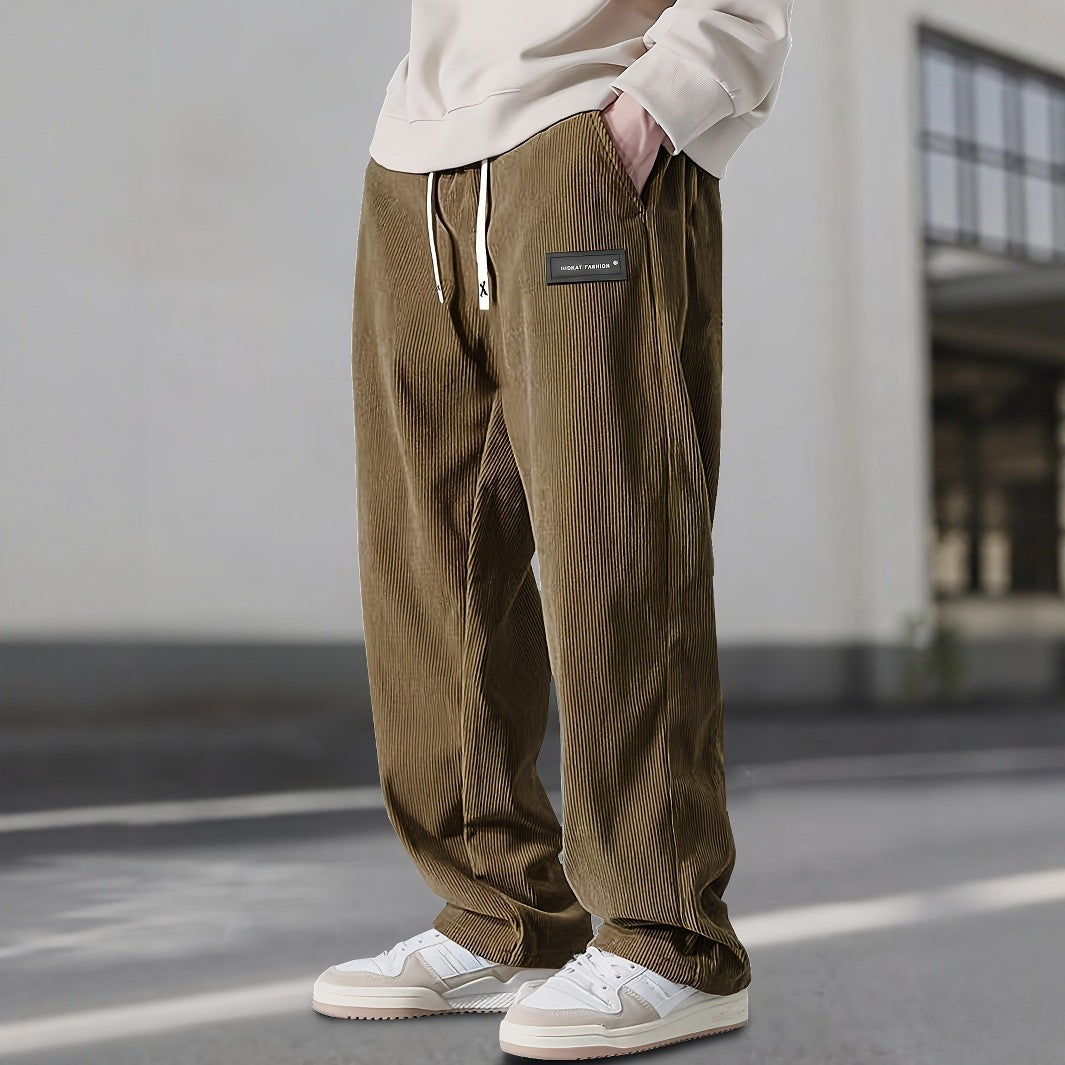 Fashionable European-style American-style Draping Straight Corduroy Trousers