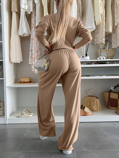 High Waist Drooping Narrow Version Casual Straight Pants Suit
