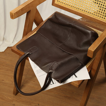 Simple Commute Soft Cowhide Bucket Bag
