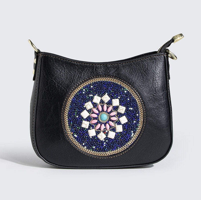 Bead Turquoise Ethnic Style Tote Bucket Shoulder Crossbody Bag