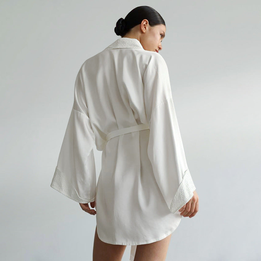 White Textured Nightgown Women&