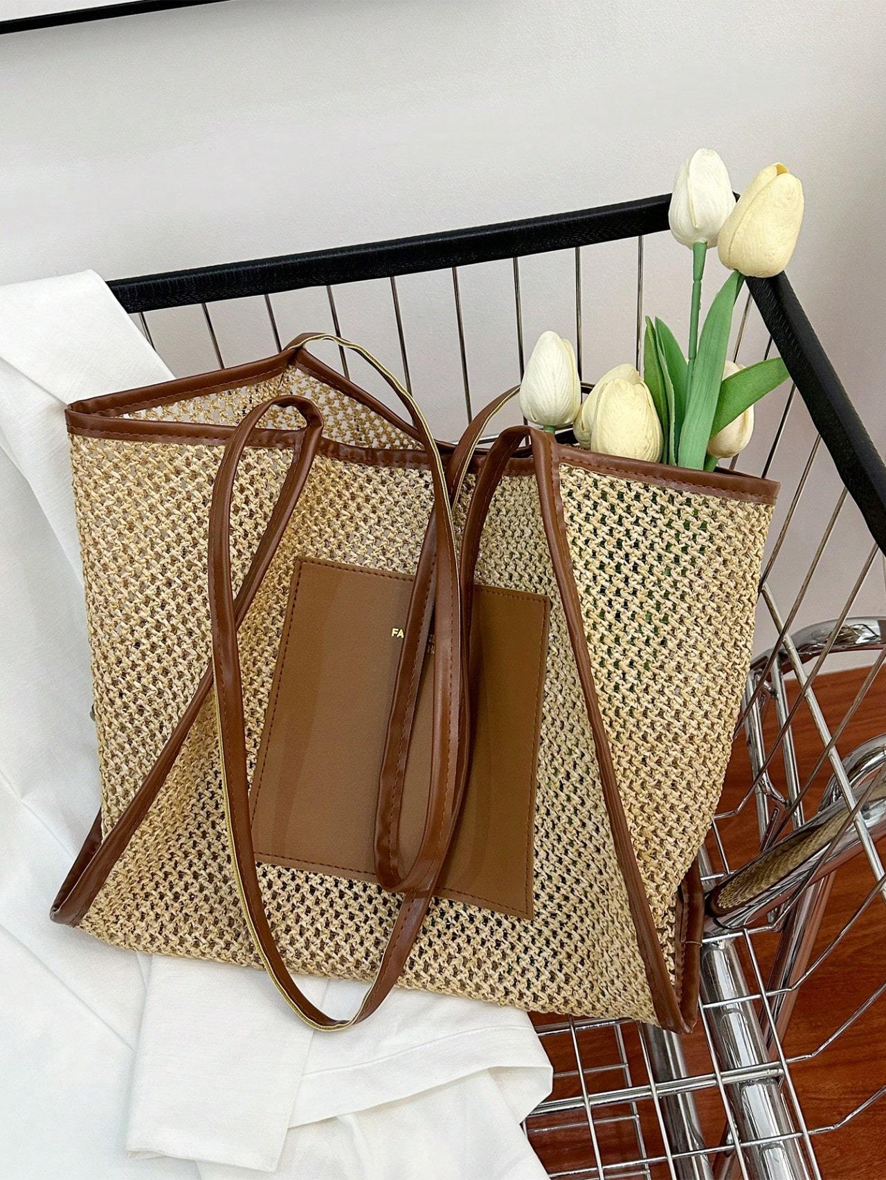 Braided Large-capacity Fashionable Korean Handbag New Versatile Ins Casual And Stylish Shoulder Tote Bag