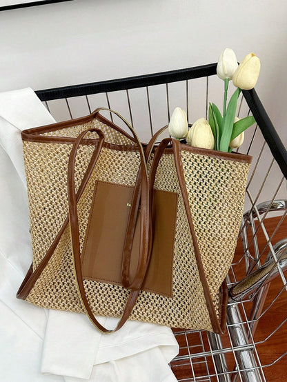 Braided Large-capacity Fashionable Korean Handbag New Versatile Ins Casual And Stylish Shoulder Tote Bag