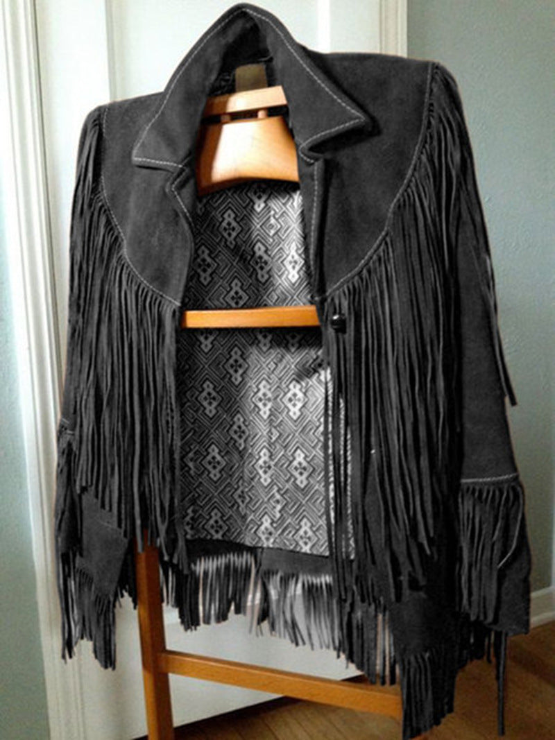 Suede Tassel Long-sleeved Ethnic Jacket
