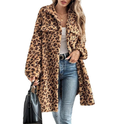Double-sided Plush Casual Cardigan Long Coat For Women