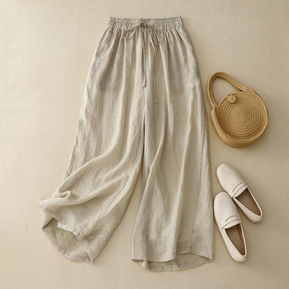 Cotton And Linen Art Retro Double-layer Wide-leg Pants