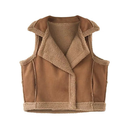 Fashion Casual Women Suede Vest Cardigan