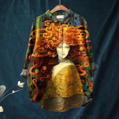 Round Neck Shirt Vintage Printed Shirt