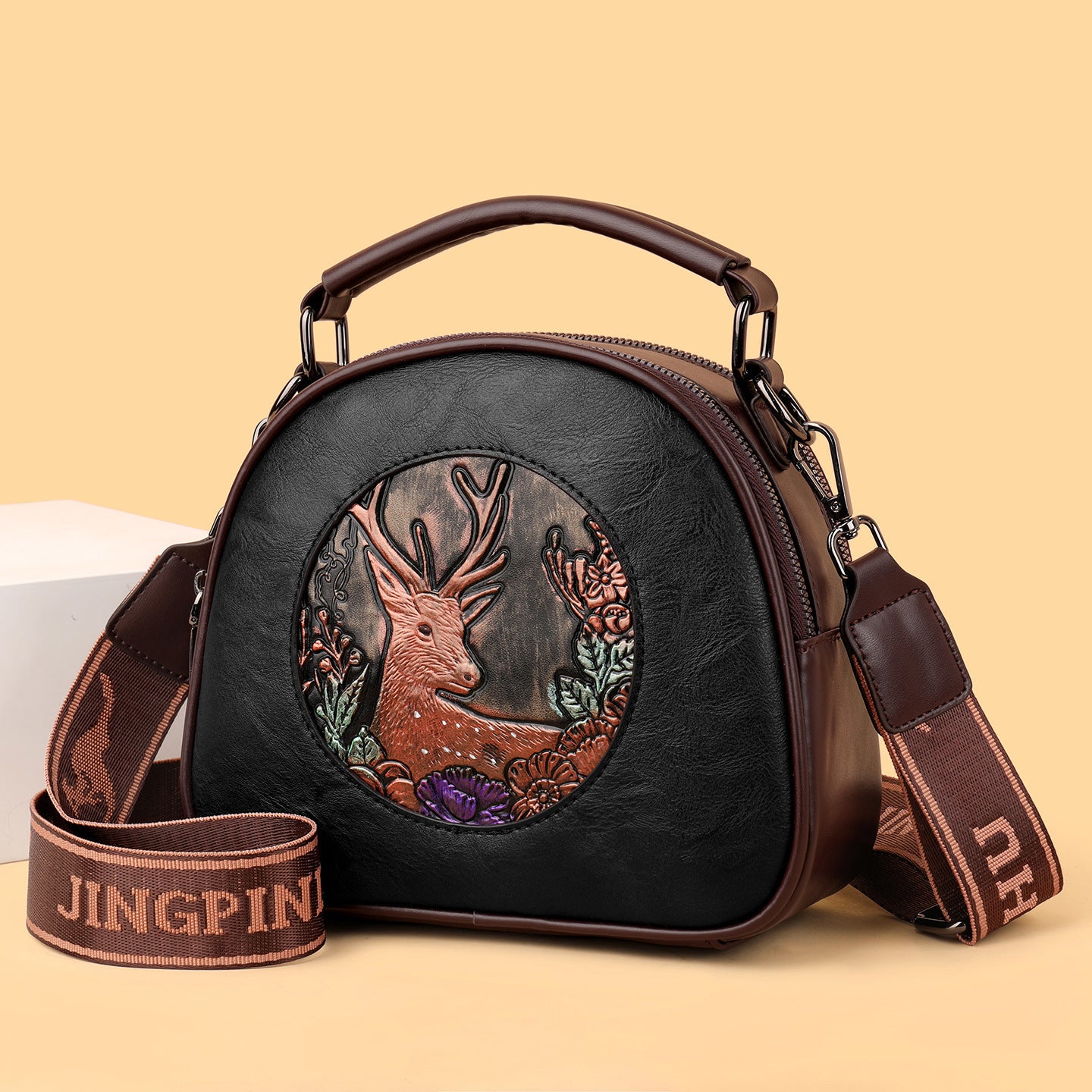 Retro Embossing Large Capacity Women&