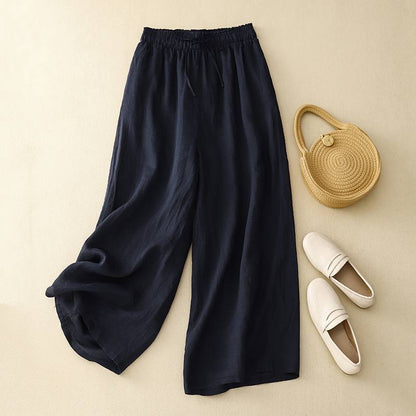 Cotton And Linen Art Retro Double-layer Wide-leg Pants