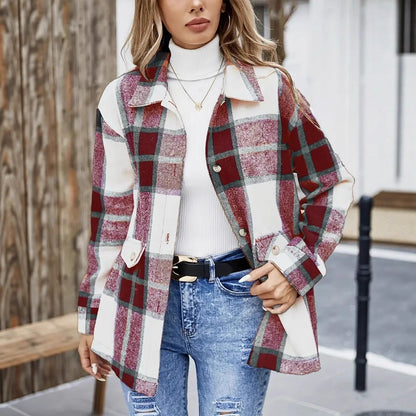 Flannel Thickened Casual Fashion All-matching Plaid Shirt Outside