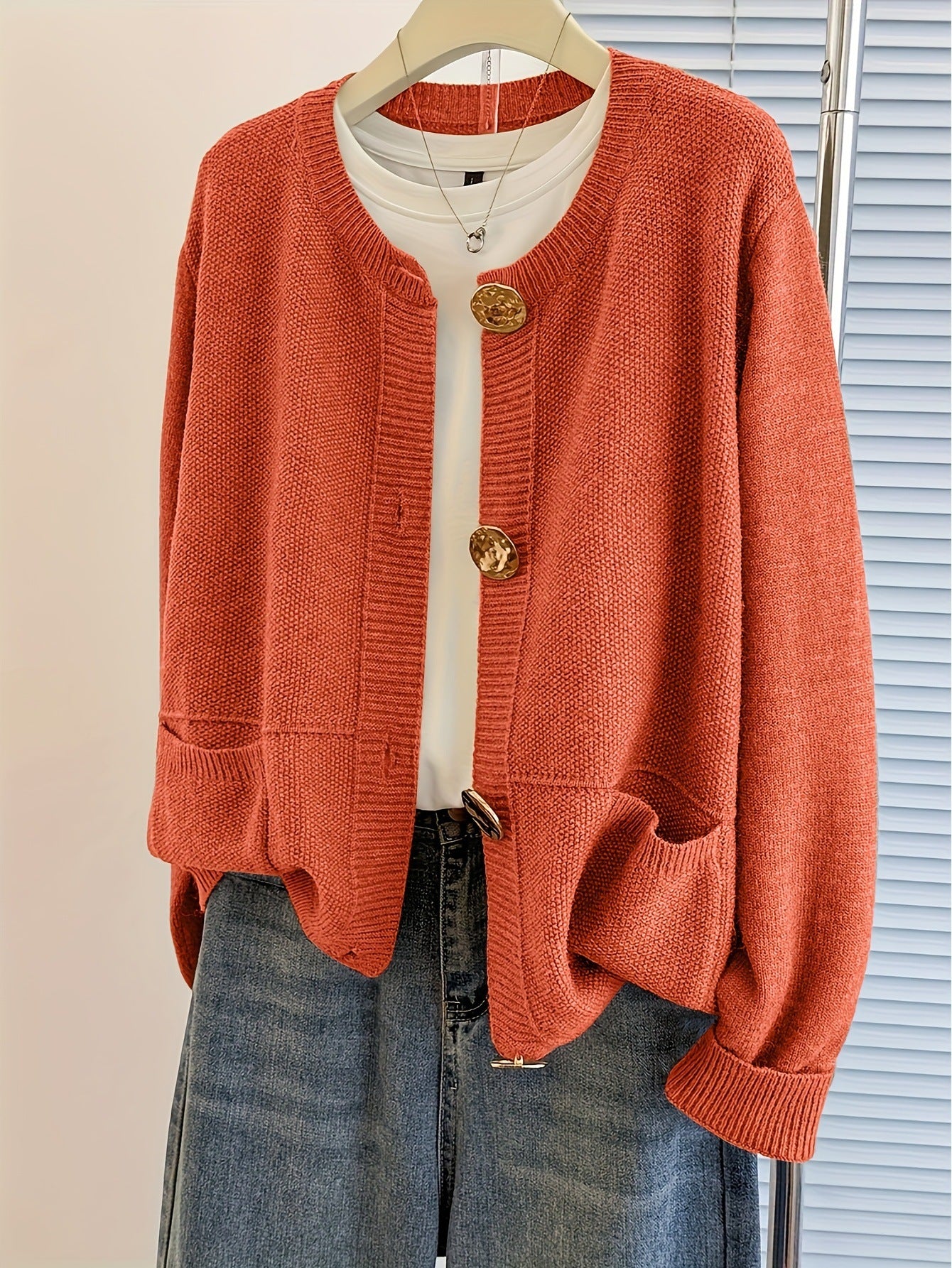 Solid Color Fashion Street Versatile Thick Needle Sweater Cardigan