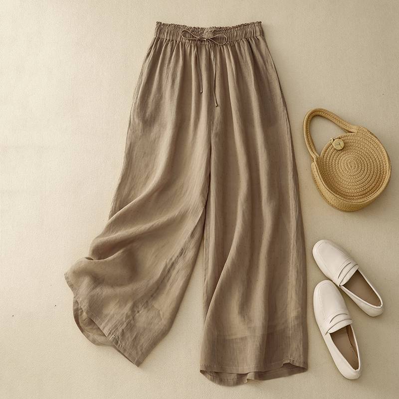 Cotton And Linen Art Retro Double-layer Wide-leg Pants
